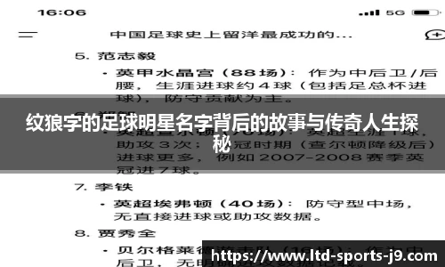 纹狼字的足球明星名字背后的故事与传奇人生探秘